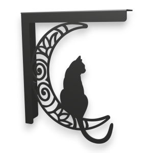 Stalowe, ozdobne wsporniki półki 20 cm - Kot na księżycu - pKot-3
