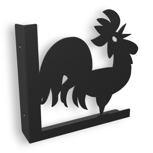 Stalowe, ozdobne wsporniki półki 20 cm - Kogut - pK-3