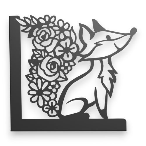 Stalowe, ozdobne wsporniki półki 20 cm - Kwiecisty lisek - pL-3