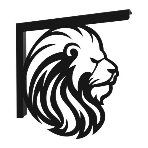 Stalowe, ozdobne wsporniki półki 25 cm - Lew - pLew-5