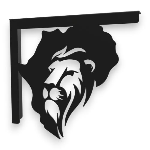 Stalowe, ozdobne wsporniki półki 25 cm - Lew - pLew-6