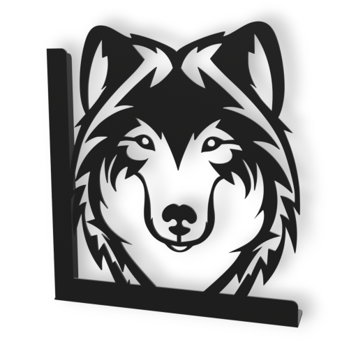 Stalowe, ozdobne wsporniki półki 20 cm - Wilk - pW-3
