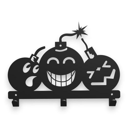 Stalowy "Bombowy" wieszak ścienny,  28 cm