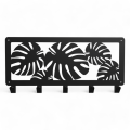 Stalowy, ozdobny wieszak ścienny "Panel-4" 50 cm, Monstera