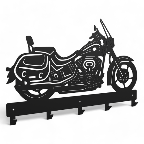 Stalowy, ozdobny wieszak ścienny Motocykl- cruiser 1