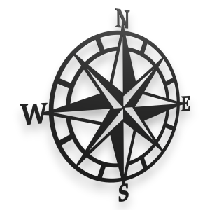 Dekor stalowy na ścianę - Róża Wiatrów