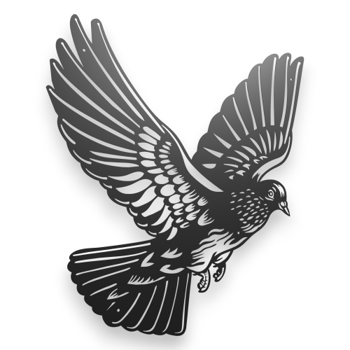 Dekor stalowy na ścianę - Gołąb w locie -  dP- 9
