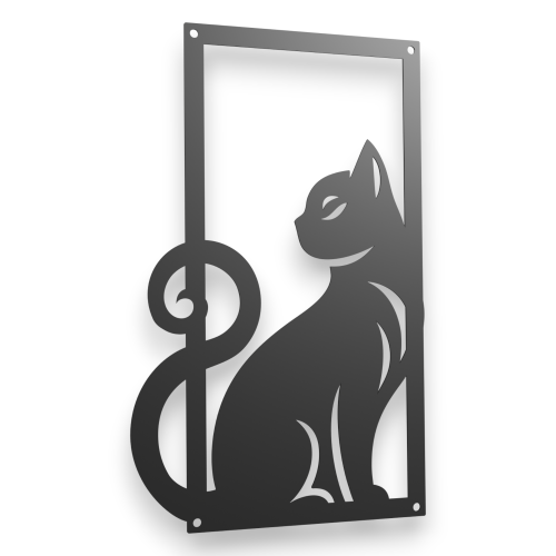 Dekor stalowy na ścianę, kot - cz.1 serii dKot-2
