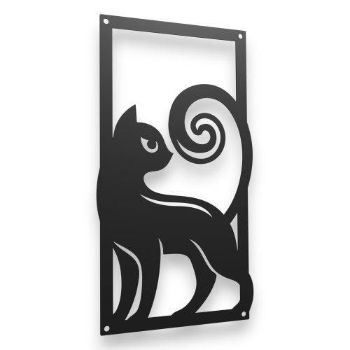 Dekor stalowy na ścianę, kot - cz.2 serii dKot-2 