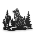 Dekor stalowy, leśna sceneria z wilkiem dW-12