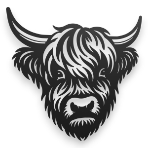 Dekor stalowy na ścianę - bydło szkocie, Highland cattle - dKR-2