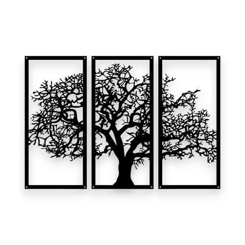 Dekor stalowy, tryptyk - Rozłożyste drzewo - dD-5