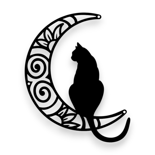 Dekor stalowy na ścianę Kocia podróż na księżycu - dKot-1