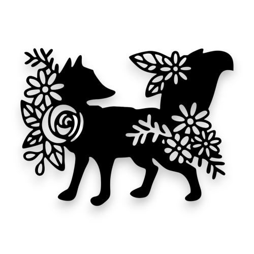 Dekor stalowy na ścianę Kwiecisty Lis -  dL-4