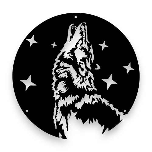Dekor stalowy na ścianie, Wyjący Wilk dW- 7