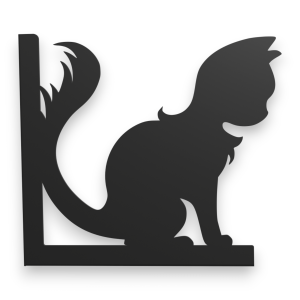 Stalowe, ozdobne wsporniki półki 20 cm - Kot - pKot-1